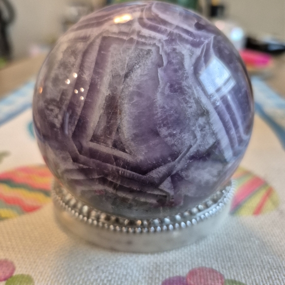 Natural Purple Chevron Dream Amethyst Crystal Sphere Orb New #4